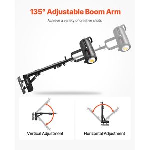 Support mural robuste pour anneau lumineux avec bras triangulaire de 39,37 po/100 cm et rotation à 180 degrés, accessoires de studio photo - Product Image 4