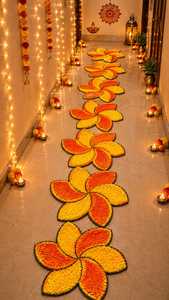 Tapetes Florales Reutilizables de Hilo de Pluma para Caminos, Entradas, Pasillos, Diwali, Bodas y Decoración del Hogar, Paquete de 8 - Product Image 4