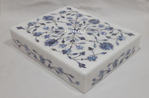 Caja de joyería con Incrustaciones de nácar de mármol blanco Natural, diseño Floral hecho a mano, forma rectangular, uso para decoración del hogar y propósito de regalo - Product Image 5