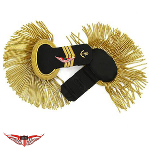 Epaulettes Bordadas KEW Estilo Vintage Azul Marino con Flecos de Ancla Negra y Dorada, Diseño de Lujo Ecológico, Tela Resistente - Product Image 2