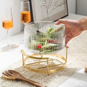 Bol en verre avec bordure dorée glamour et poignées métalliques pour fruits et en-cas, décoration d'intérieur, nouvelle arrivée, vaisselle - Product Image 4