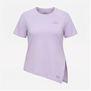 T-shirt de yoga asymétrique à col rond et manches courtes pour femme North Approach, léger et respirant, en polyester, vêtements de sport - Product Image 1