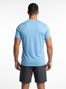 Camiseta Casual de Manga Corta con Cuello Redondo para Hombre, Color Azul Claro, con Logotipo, Secado Rápido, Corte Regular, 100% Poliéster, Tejido de Punto Jersey - Product Image 4