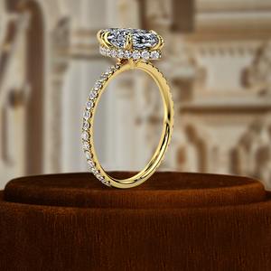 Bague de fiançailles en diamant taille marquise 1 carat avec halo à 6 griffes, certifiée IGI, en or blanc/jaune 14 carats, bague certifiée IGI - Product Image 3