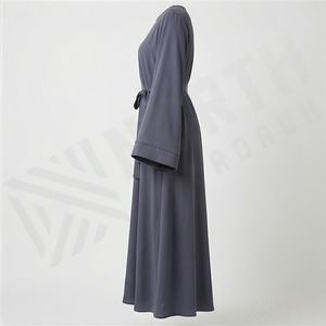 Robe Abaya pour femmes de style arabe de Dubaï, couleur unie, manches longues, hijab ouvert, nouvelle arrivée, vêtements brodés pour femmes - Product Image 3