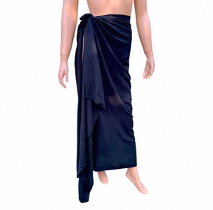 Sarong de plage une pièce 100 % rayonne pour femme, coupe asymétrique simple, motif floral peint à la main, couleur unie - Product Image 2