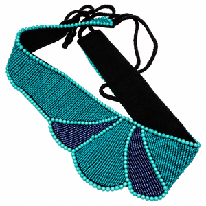 Collier brodé fait main avec perles dorées et strass en cristal, bande noire fine, bijou élégant et minimaliste - Product Image 6