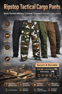 Pantalones Cargo Ripstop Transpirables con Múltiples Bolsillos, Pantalones de Trabajo Resistentes para Exteriores, Pantalones Utilitarios con Cintas MOLLE para Seguridad - Product Image 4