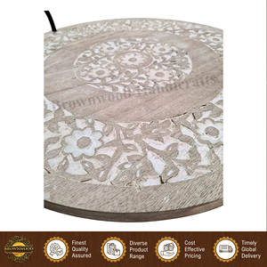 Juego de 2 bandejas de madera para servir alimentos, hechas a mano, con acabado blanco quemado, de calidad superior, muy vendidas, para uso en hoteles y restaurantes - Product Image 6