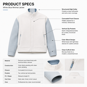 OEM Custom Minimalist Varsity Jacket for Men-Boxy Fit 550GSM Cashmere Wool Tech for Scuba <b>Coat</b> - Product Image 5