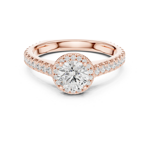 แหวนทองคำ 14K โรสโกลด์ ประดับเพชรทรงกลมเพาะเลี้ยงในห้องปฏิบัติการ ของขวัญวันครบรอบสำหรับผู้หญิง |   เพชรที่เพิ่งเพาะเลี้ยง - Product Image 1