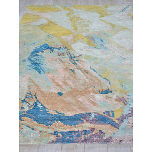 Abstrait noué à la main bambou latte/jonc de mer tapis Rectangle sol Art en multi couleurs à la main ensemble - Product Image 2