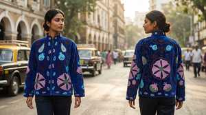 Veste brodée Suzani bleue de qualité supérieure pour femmes, broderie florale inspirée de l'Ouzbékistan, style velours, vêtements de créateur tendance - Product Image 3