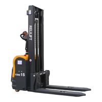 Gerbeur électrique 1500 kg pour entrepôt, 3 m, entraînement CC, mât bi-étages, transpalette, homologué CE, RELILIFT CDD1530, ergonomique