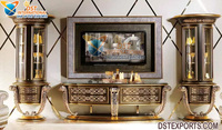 Meuble TV de style européen moderne avec armoires en teck assorties, taille et couleur personnalisables, pour usage domestique, vitrine TV