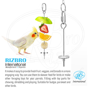 Soporte de Acero Inoxidable para Brochetas de Frutas y Verduras para Pájaros Pequeños, 5 Pulgadas, con Tuerca Ajustable, Plato Redondo para Sostener Frutas y Gancho de Mosquetón - Product Image 6