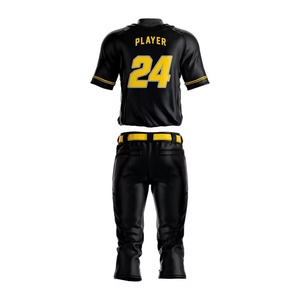 Uniforme de Béisbol para Hombre, Negro con Rayas Amarillas, Jersey con Bordado 24, Conjunto de Pantalones, Corte Regular, Ropa para Todas las Temporadas - Product Image 4
