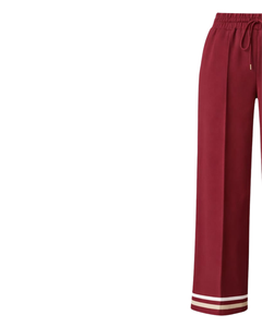 Pantalon large rouge bordeaux pour femme, décontracté, taille haute, avec cordon de serrage, coupe ample, droit, confortable et tendance - Product Image 3