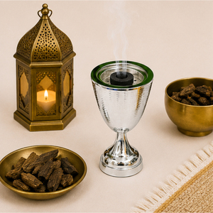 Creative Stainless Steel <b>Bakhoor</b> Burner Silver Hammered Metal <b>Oud</b> Burner Arabic Mubkhara Goblet Style Incense Holder for Home - Product Image 6