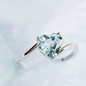 <b>Unique</b> Blue topaz Heart Shape silver ring in Sterling Silver Elegant Sparkling Ring Timeless <b>Gift</b> <b>for</b> <b>Her</b>. - Product Image 1