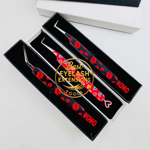 Nouveau papier de la Saint-Valentin avec revêtement coloré et découpe en forme de cœur 90 °   Pince à épiler à pointe en fibre pour extensions de cils fines, courbées et isolées - Product Image 6