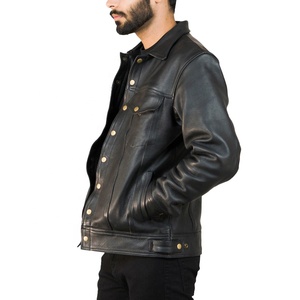 Veste en cuir longue stylée pour hommes la plus vendue en différentes couleurs au prix Veste en cuir - Product Image 5