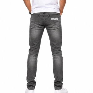 <b>Men</b> Slim Fit Jeans Custom Logo Washed <b>Stretch</b> Denim Pants OEM Classic Pocket Design Vintage Wash Denim Jeans For <b>Men</b> - Product Image 3