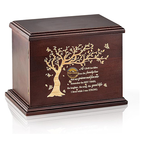 Wholesale <b>Memorial</b> Wooden Urn with Custom Design Luxury Wooden Cremation Urn with Brass Inlay Handmade Oak Wood Funeral Urn - Product Image 2