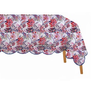 Mantel Rectangular Premium 100% Algodón con Diseño Floral y Borde Festoneado, Impreso a Mano, para Eventos, Bodas y Fiestas - Product Image 4
