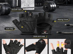 Warpro Industry Gym Gloves-Microfiber Fabrics Shock Absorption Breathable & Lightweight for Men - Product Image 5