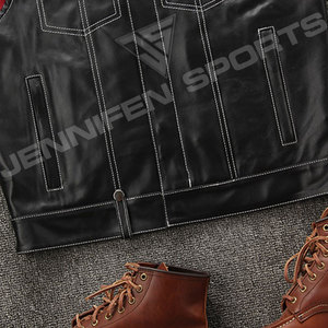 Mens Genuine Leather Motorcycle <b>Vest</b> For Men <b>Black</b> Diamond Stitched Concealed Carry Biker <b>Vest</b> Customized Leather Jacket - Product Image 3