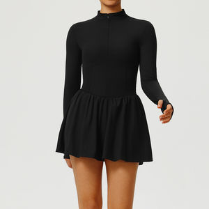 Robe de tennis pour femme à manches longues, ourlet évasé, short intégré, col montant, sublimation personnalisée, fabricant OEM 2026 - Product Image 5