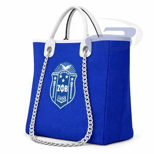 Bolsa de Lona Resistente Azul Rey y Blanca con Correa de Cadena de Gran Capacidad y Alta Calidad de la Hermandad Zeta Phi Beta, Bolsa de Moda ZPB - Product Image 2