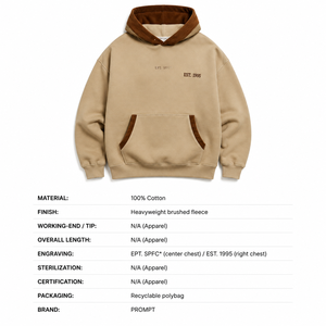 Sudadera con Capucha Oversize de 400 g/m², Color Beige Arena, Estilo Vintage, con Ribete de Pana, OEM, para Hombre, con Bolsillo - Product Image 6