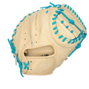 WARPRO INDUSTRY <b>Baseball</b> <b>Glove</b> Tan Leather Blue Stitching Full Finger H-Web Design Left-Handed Throw 11.5 Inch Infield Durable - Product Image 4