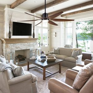 Ventilatore da soffitto LED integrato da 66 pollici in stile rustico con pale in legno anticato, design intelligente per interni, telecomando, colore marrone - Product Image 2