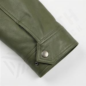 แจ็คเก็ตหนังผู้ชายคุณภาพสูงแบบ Bomber หนังแกะแท้ ปรับแต่งได้ตามต้องการ  แบบรูดซิปด้านหน้า  สีสันปรับแต่งได้ - Product Image 6