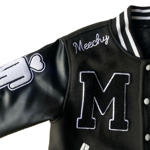 Oem alta calidad parche bordado hombres Universidad personalizado béisbol bombardero Letterman invierno piel de oveja manga Regular Varsity chaqueta - Product Image 4