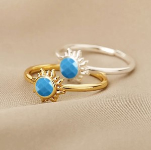 Wholesale Handmade 6 MM <b>Turquoise</b> Gemstone Sunburst <b>Ring</b> for Women - Product Image 2