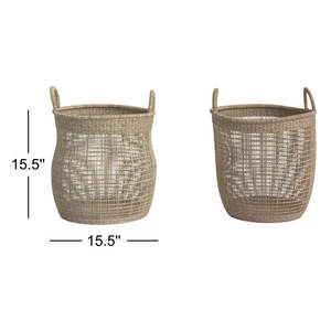 Lot de 2 paniers ronds en rotin tissés à la main Solution de stockage tissée naturelle - Product Image 5