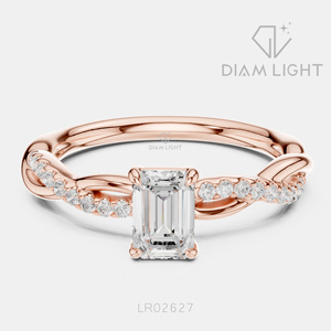 Bague de fiançailles en or blanc 14 carats avec diamant de laboratoire certifié IGI, taille émeraude 0,50 carat, bijoux fins - Product Image 3