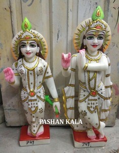 Estatua de Krishna Radha, mármol blanco pulido - Product Image 3