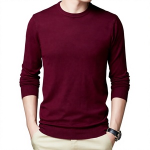 Men's Solid Color Knitted <b>Pullover</b> <b>Sweater</b> Full Sleeve Autumn Wear Maroon Long Sleeve Top 2026 - Product Image 1