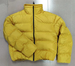 Men's Beige Puffer <b>Jacket</b> With Stand Collar Zipper Closure Windproof Winter Casual Loose Fit Thick Polyester Bomber <b>Jacket</b> - Product Image 6