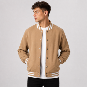 Premium Canvas Varsity Jacket Plain Dyed Breathable Lightweight Winter Outerwear Soft Inner Comfort Stylish <b>Athletic</b> Daily - Product Image 3
