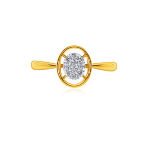 Anillo de Diamantes Elíptico con Brillo, Anillo de Compromiso Clásico de Oro Amarillo con Diamante de Corte Brillante Redondo, Joyería para Mujer con Diamante Cultivado en Laboratorio - Product Image 2