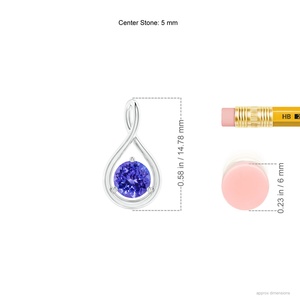 14K Gold Natural Round Precious Tanzanite Solitaire Gemstone <b>Infinity</b> Twist Pendant Fine Jewelry Wedding Engagement Gift For Her - Product Image 4