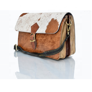 Sac à bandoulière en cuir véritable à la mode poignée unique motif imprimé Animal fermeture de cheveux couverture de doublure en coton Portable pour - Product Image 1