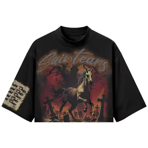 Camiseta sin mangas de punto para hombre 2026 con diseños gráficos y colores personalizados, estampado DTG y pedrería, estilo urbano oversize - Product Image 1