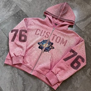 Sudadera con Capucha Amarilla con Cierre, Estampado Brillante con Logotipo de Galaxia, Unisex, Casual, Transpirable, Tejida, Oversize, Vintage, Poliéster/Algodón - Product Image 6